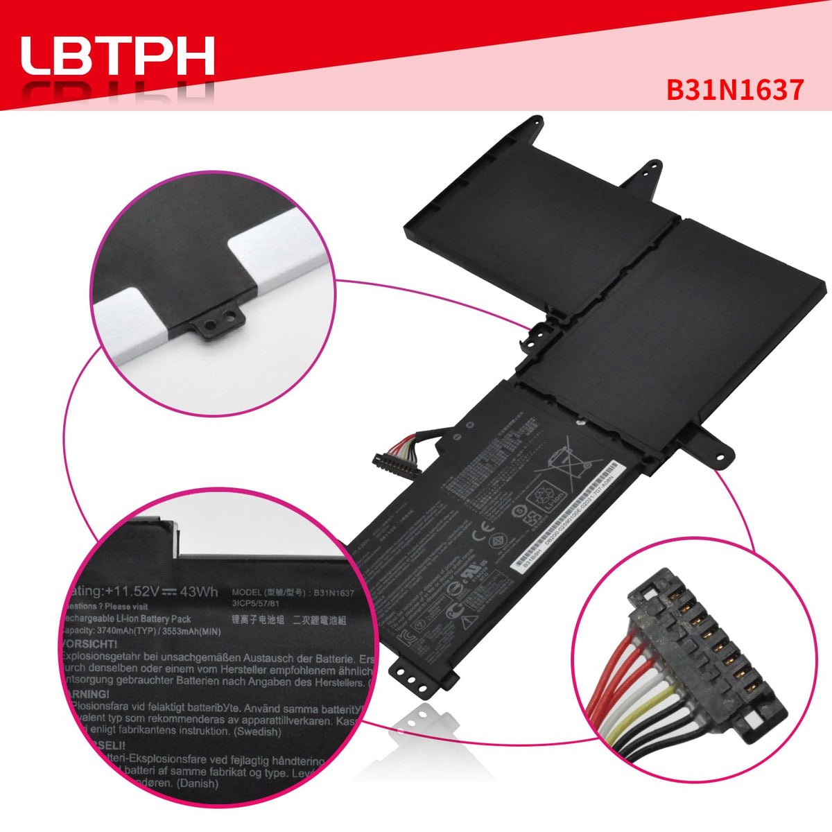 LBTECH B31N1637 C31N1637 Compatible Laptop Battery Replacement for ASUS F510U S510UQ X510U VivoBook S15 X510 X541 X542 S510UA X541N X541U X542U Max