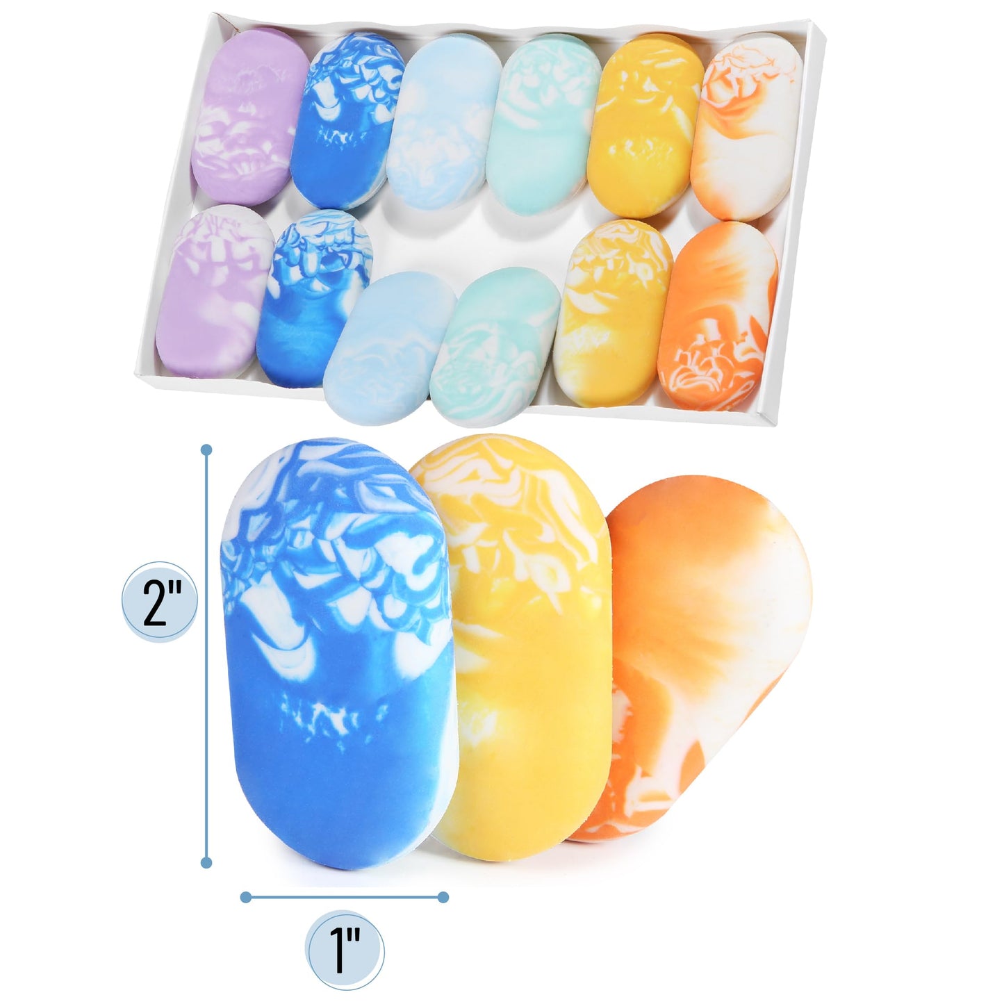 Mr. Pen- Marble Pencil Erasers, 12 Pack, 1" x 2"