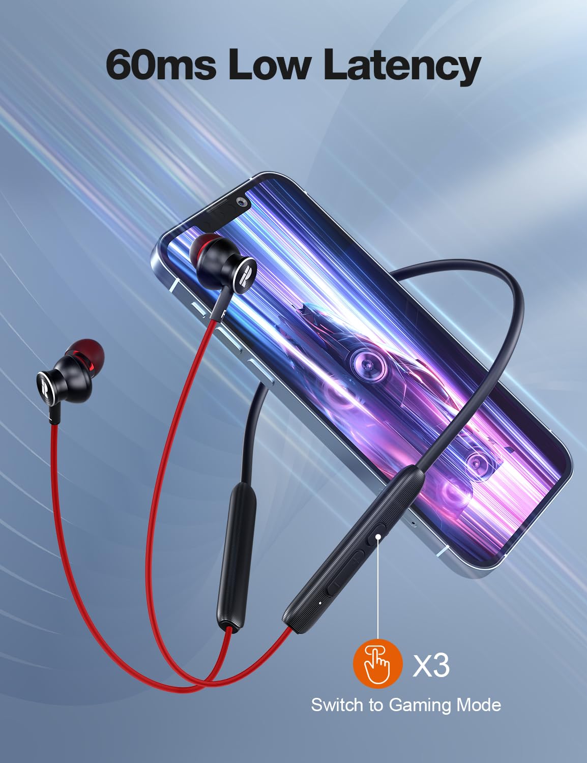 Rythflo Bluetooth Headphones,V5.2 Wireless Bluetooth Earbuds w/Mic in-Ear Magnetic Neckband Earphone 30Hrs Playtime, IPX7 Sweatproof Deep Bass Headset