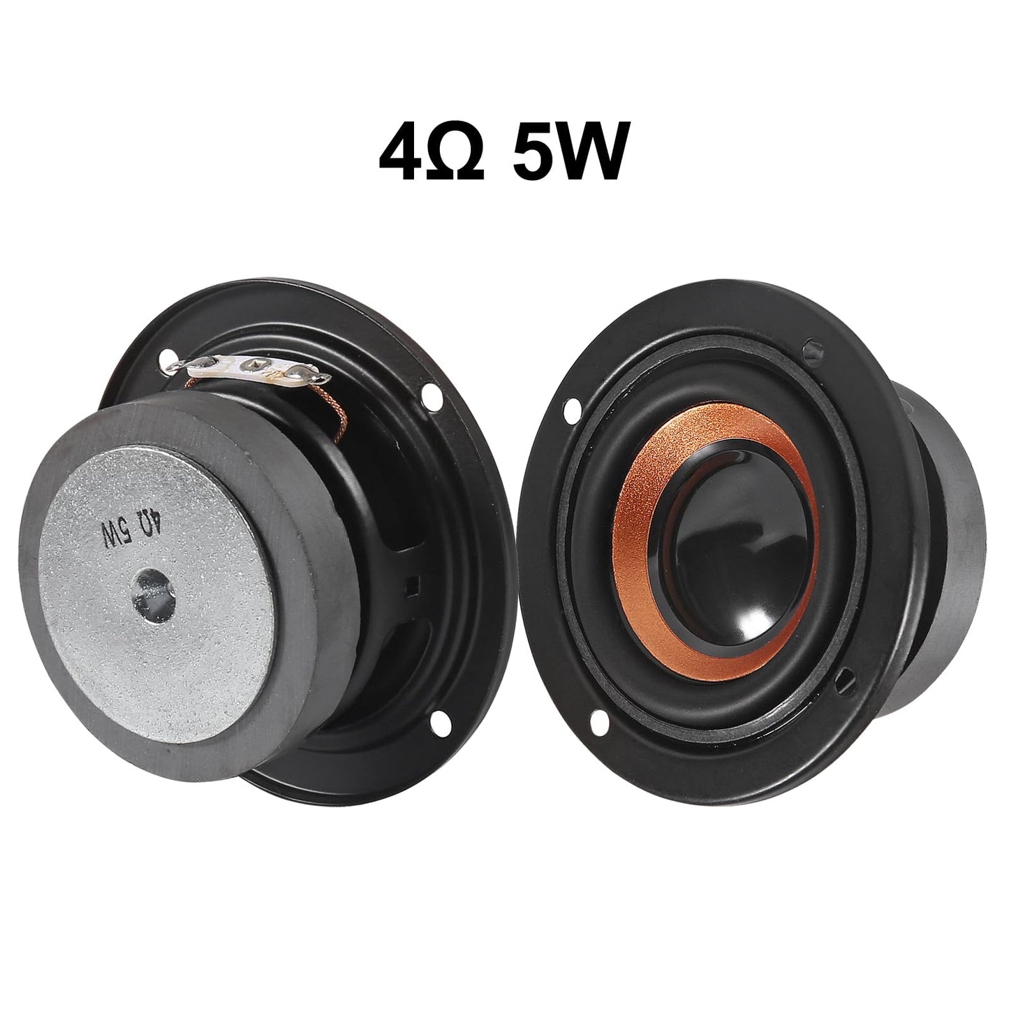 2-Pack 2-Inch 4 Ohm 5W Speakers, 63mm Audio Round Bass Speakers, DIY Home Amplifier Subwoofers, Coaxial Connector, No Power, Paper Body, Portable