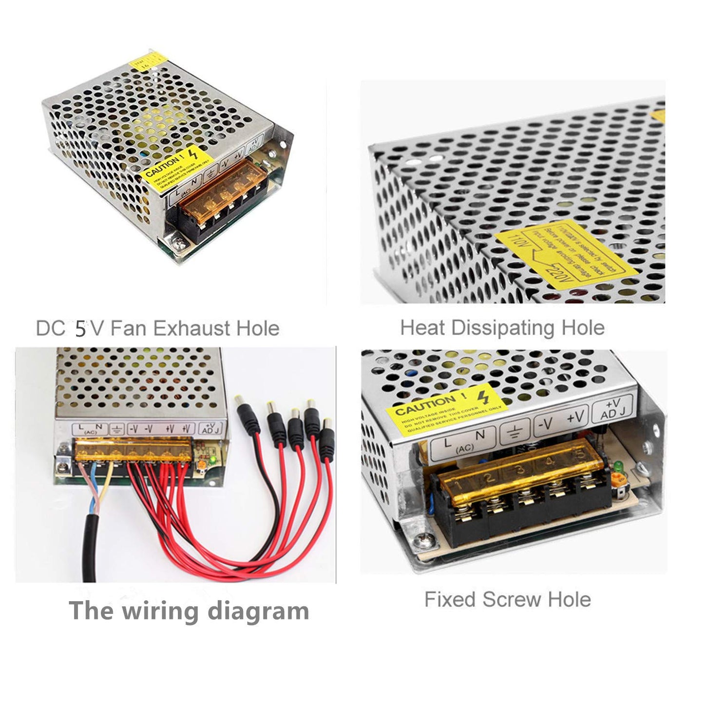 5V Power Supply,PHEVOS AC110V to DC 5v 8A Universal Switching Power Supply for Raspberry PI Models,CCTV, Radio, Computer Project,WS2812B WS2811…