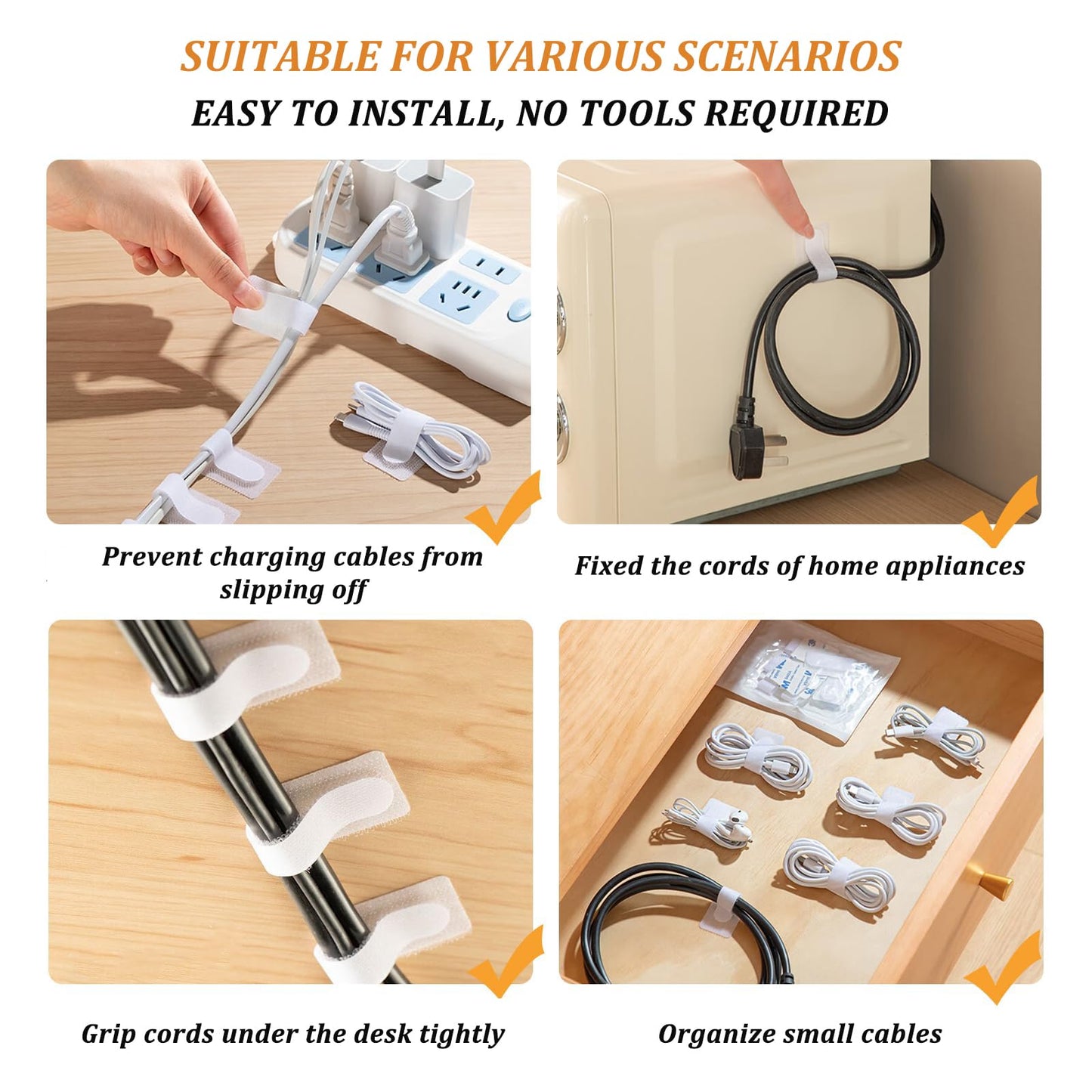 35PCS Cable Management Hook and Loop Cable Ties, Self Adhesive Hook and Loop Cable Straps, Sticky-Back Cord Organizer, Cable Clip, Household & Office