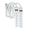 Southwire Woods Power Strip - Dual Pack for Home & Office Use - 6 Outlet Electrical Outlet Strip - Durable White Housing - 2.5’ Plug Extension Cord