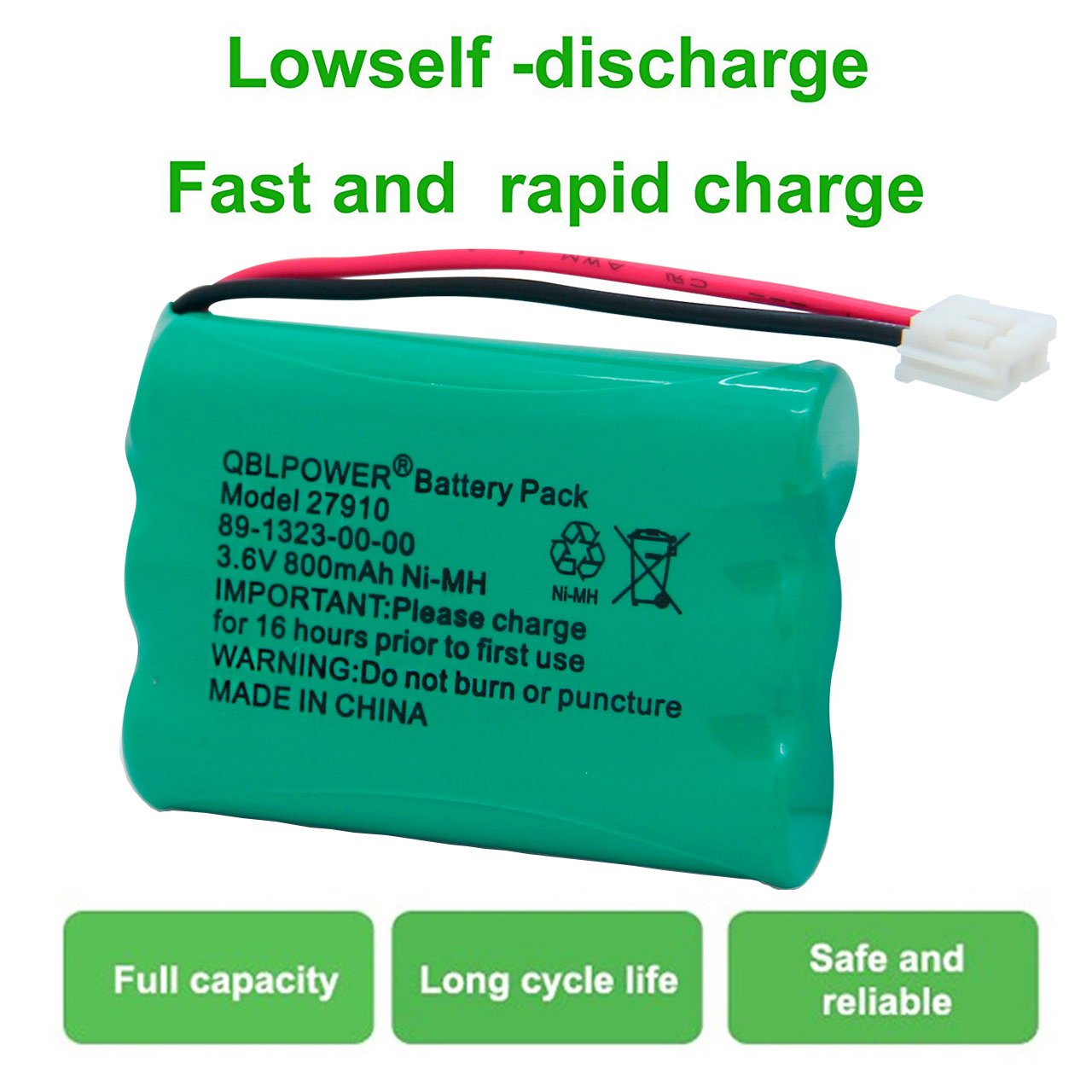 QBLPOWER 27910 Cordless Phone Battery Rechargeable Compatible with Vtech 89-1323-00-00 AT&T E1112 E2801 TL72108 Motorola SD-7501 RadioShack 23-959
