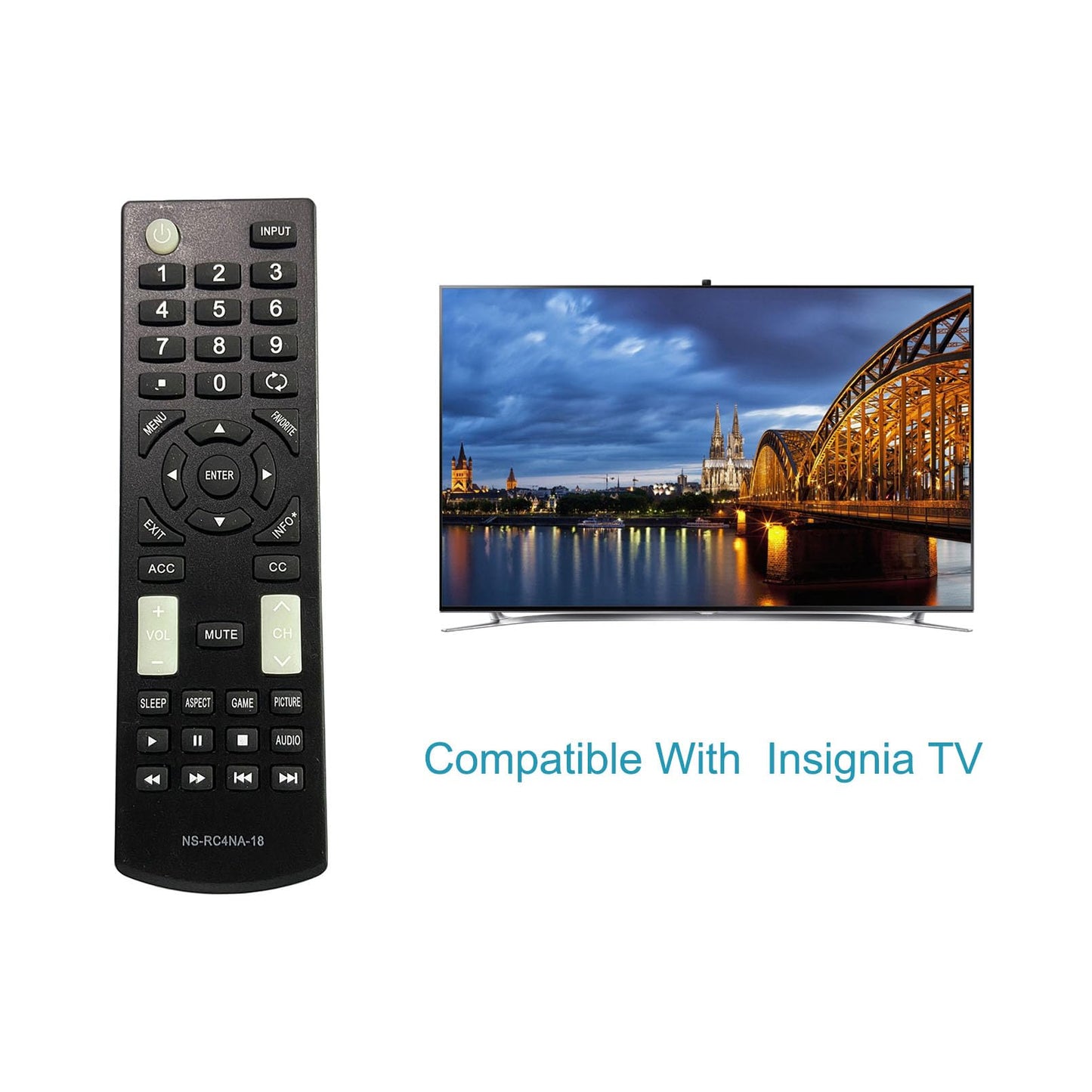 NS-RC4NA-18 Replacement Remote Compatible with Insignia TV NS-50D510NA19 NS-50D510MX19 NS-32D311NA17 NS-32D311MX17 NS-40D420NA18 NS-49D420NA18