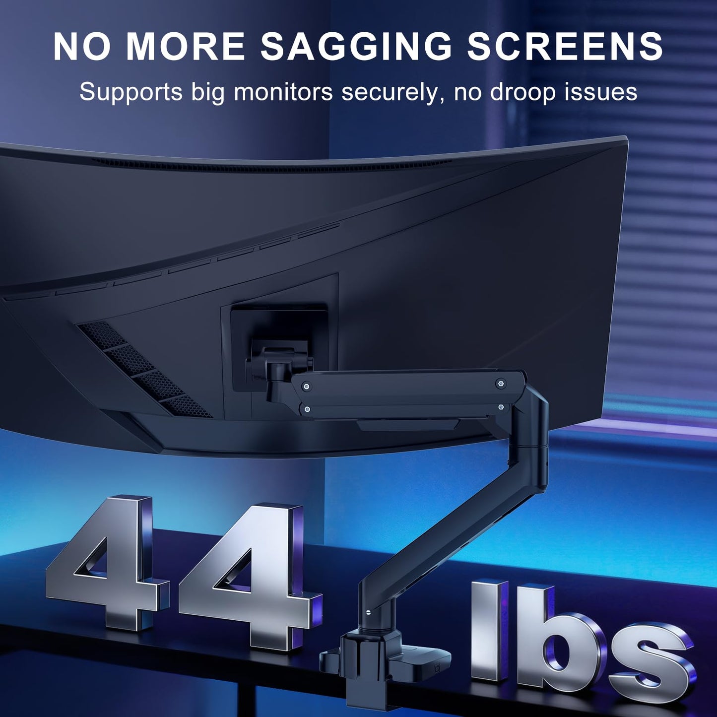 WALI Single Monitor Desk Mount, Heavy Duty Monitor Arm for Ultrawide Screen up to 49 inch, 44 lbs with USB. Fully Adjustable, Mounting Holes 75