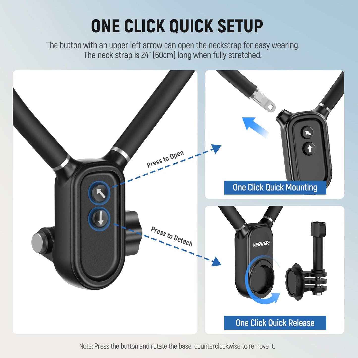 NEEWER Magnetic Neck Holder for Action Camera & Phone, Hands Free Tripod Chest Mount Compatible with GoPro DJI Insta360 Magsafe iPhone Android, Phone