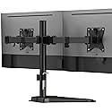 Mount-It! Dual Monitor Stand for Desk, Free Standing Monitor Mount for 2 Screens up to 32”, Height Adjustable with Tilt, Swivel & Rotation, VESA 75x75
