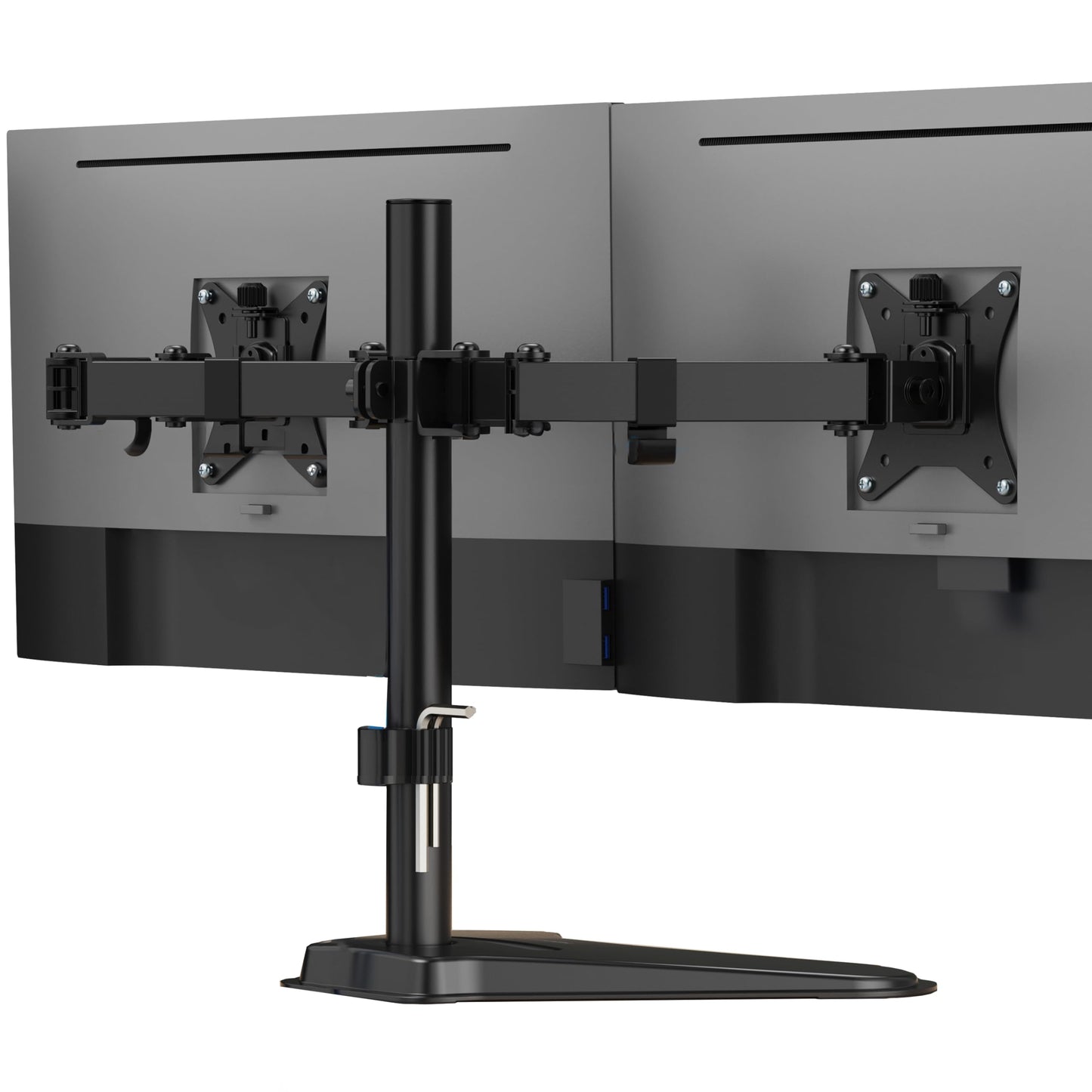 Mount-It! Dual Monitor Stand for Desk, Free Standing Monitor Mount for 2 Screens up to 32”, Height Adjustable with Tilt, Swivel & Rotation, VESA 75x75