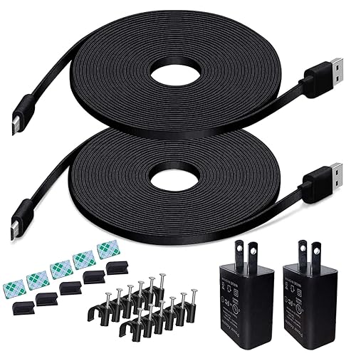 26FT Power Extension Cable Charger for Blink Outdoor(3rd Gen)/XT/XT2, Wyze Cam v4/v3/OG, Arlo Essential,Weatherproof Power Cord with Adapter