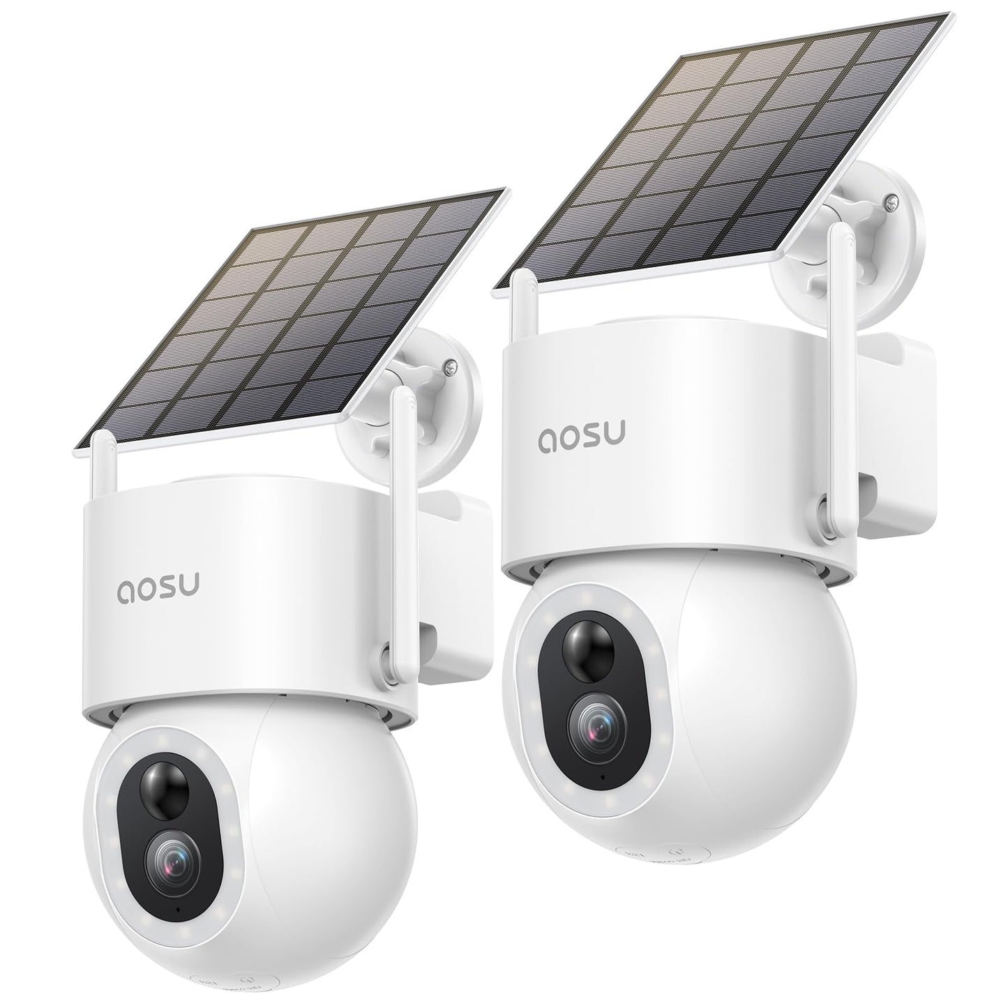 AOSU Solar Security Cameras Wireless Outdoor - 3K 5MP Home Security Camera, 360° Panoramic View, 400-Lumen Floodlight Camera, Color Night Vision, WiFi