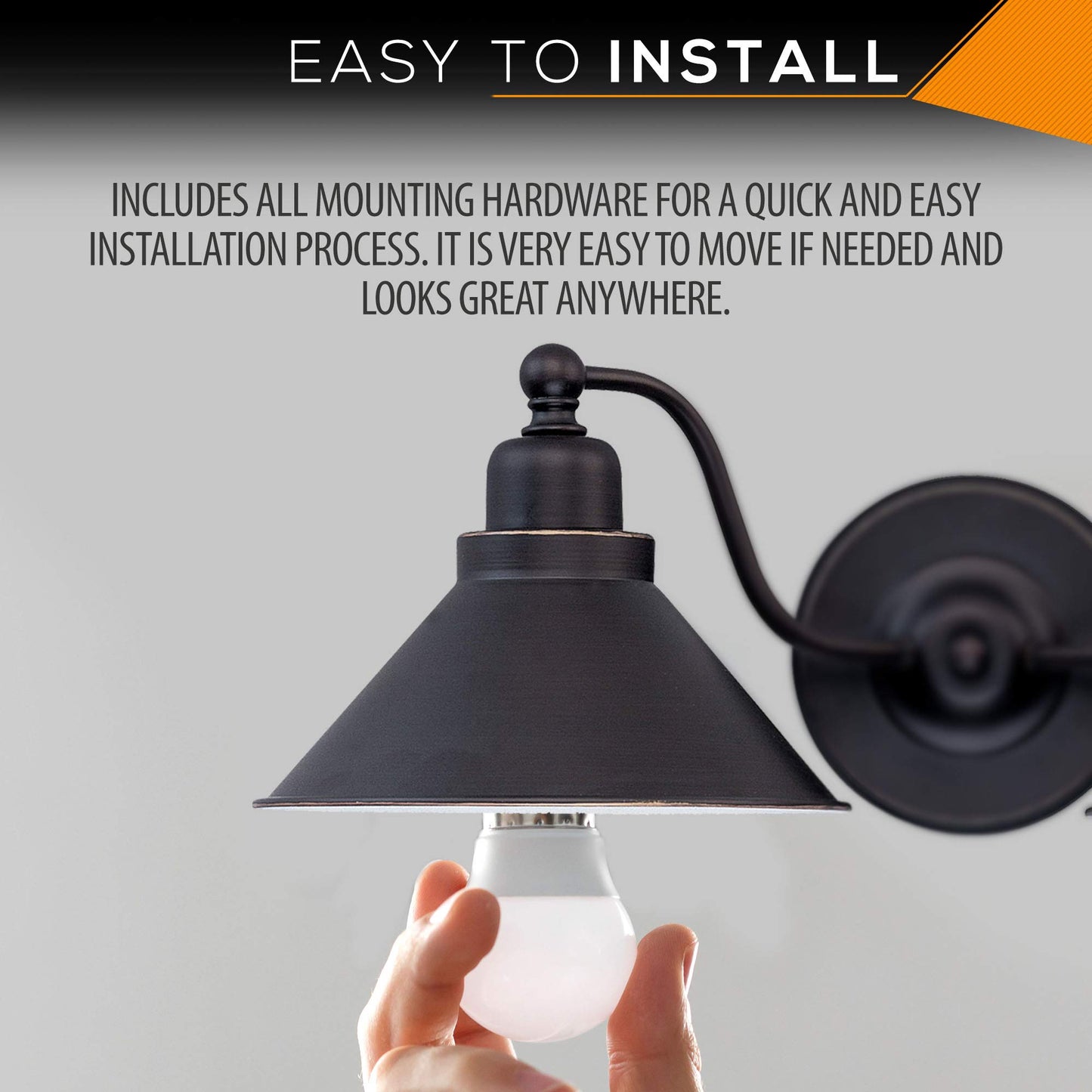 Ciata One Light Wall Sconce, Vanity Light, Transitional Style Downlight, with Mission dust Bronze Finish and Metal Shade (1 Light)