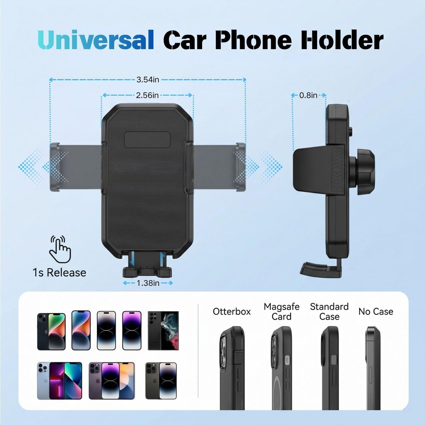 YUHENG Air Vent Car Phone Holder, No Adhesive Vent Clip Mount with Secure Grip & 360° Rotation, Soft Rubber Protection, Compact Hands-Free Phone