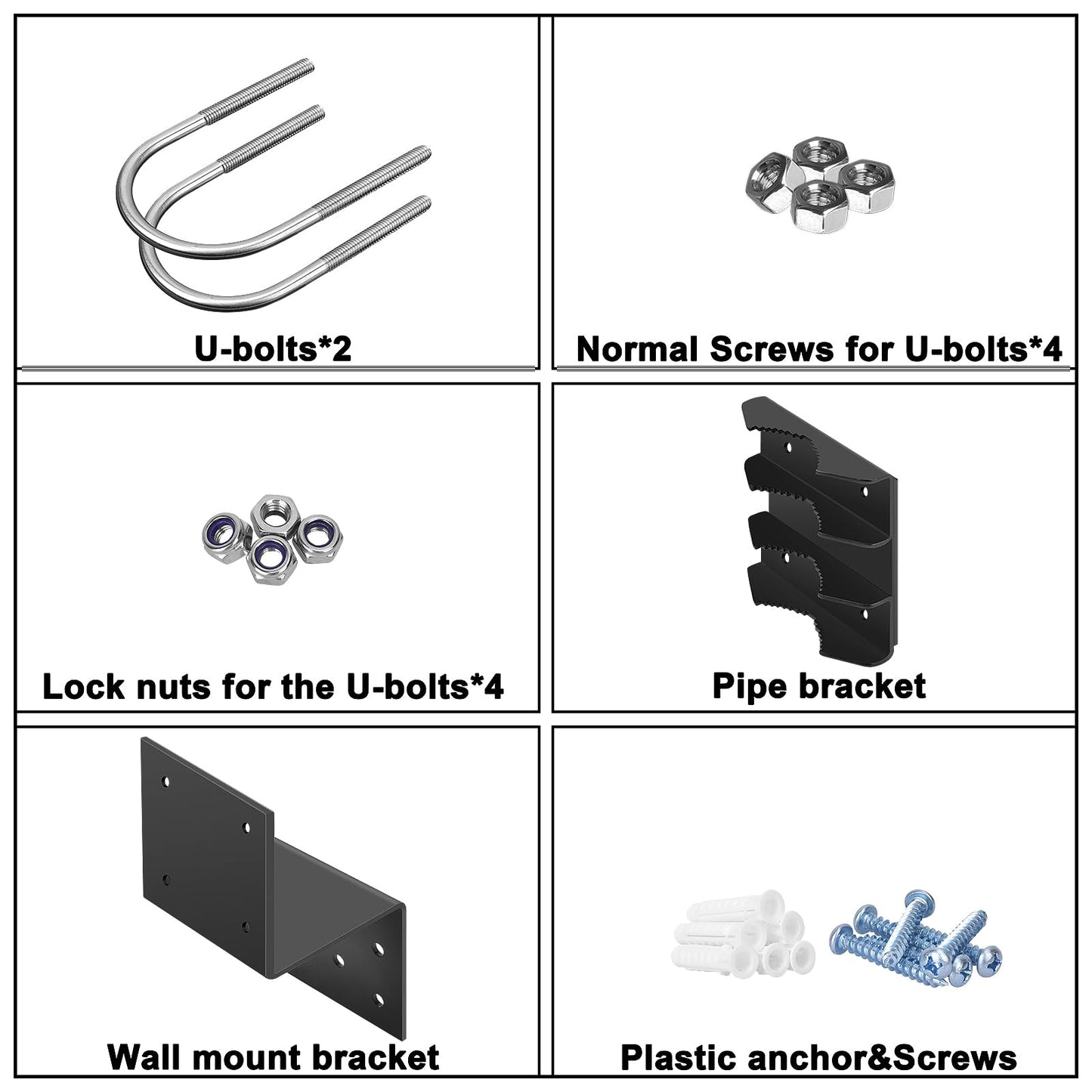 Antenna Mount Outdoor Antenna Pole Mast Mount Bracket- Heavy Duty Steel with U-Bracket Assembly + 6 Screws