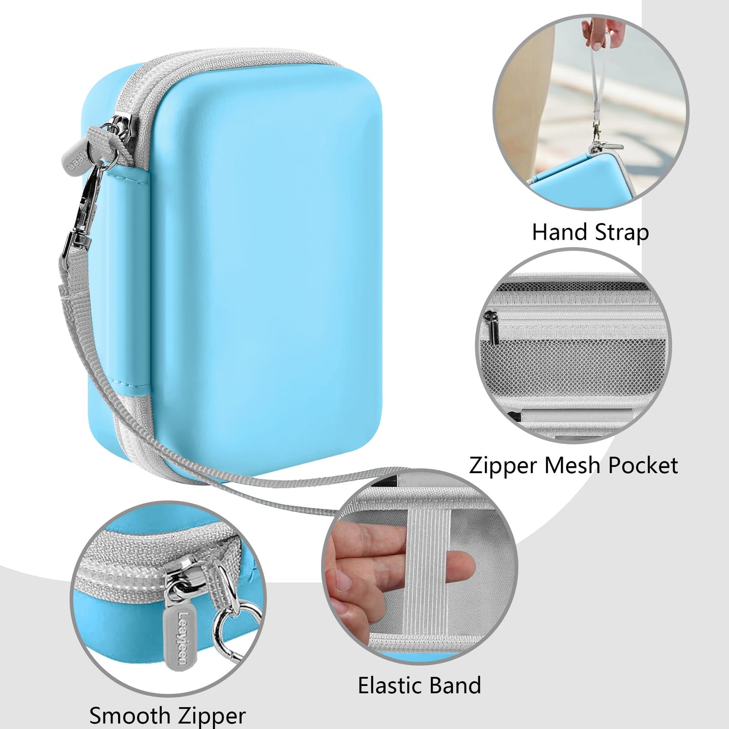 Leayjeen Hard EVA Camera Case Compatible with Kodak Printomatic/Step/Smile Instant Camera, Portable Shockproof Storage Bag(Case Only)(Blue)