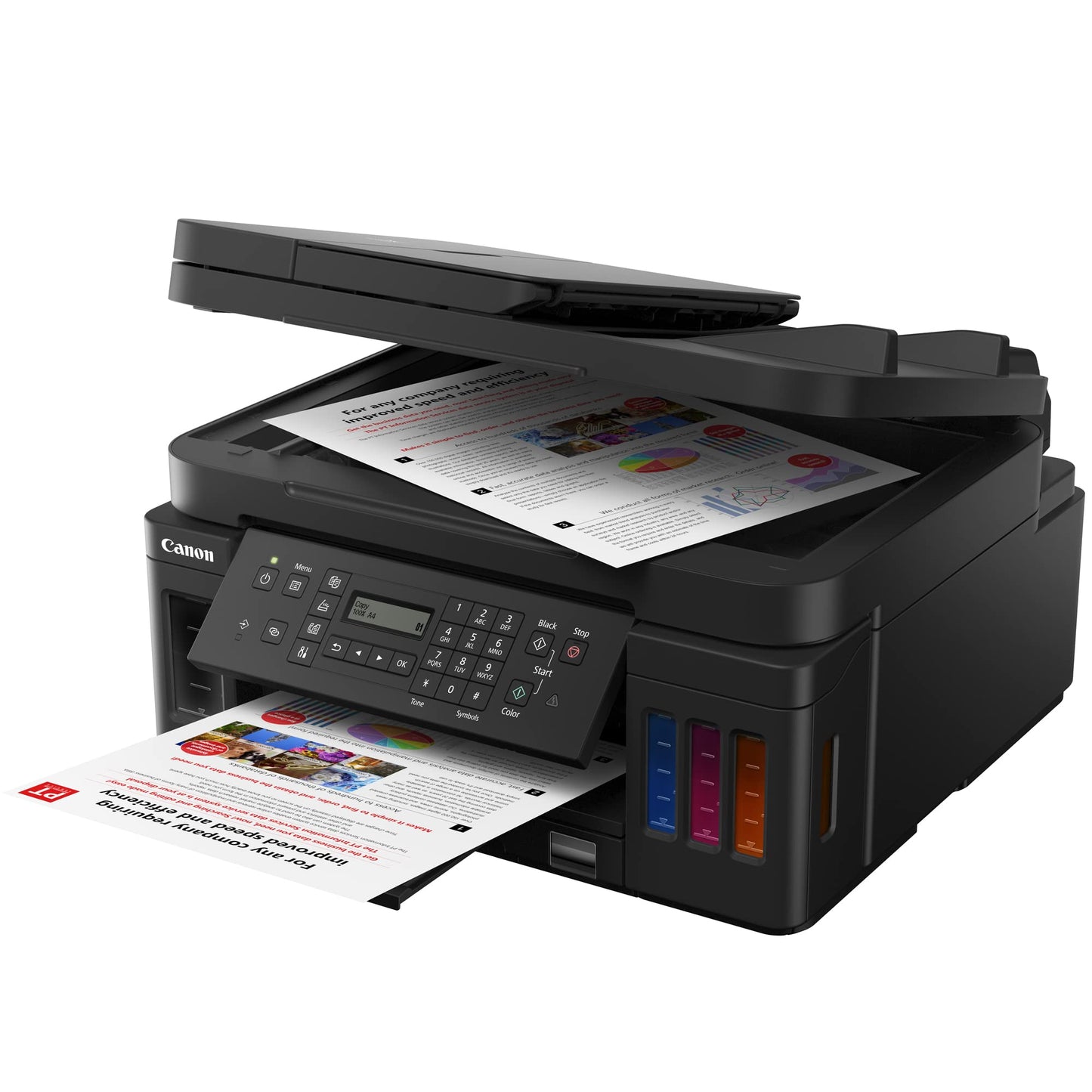 Canon PIXMA G7020 MegaTank All-in-One Wireless Printer w/Copy, Scan, Fax, Mobile, Photo Print 3114C002 + Refillable Ink Bottles + 2 Extra Black Ink