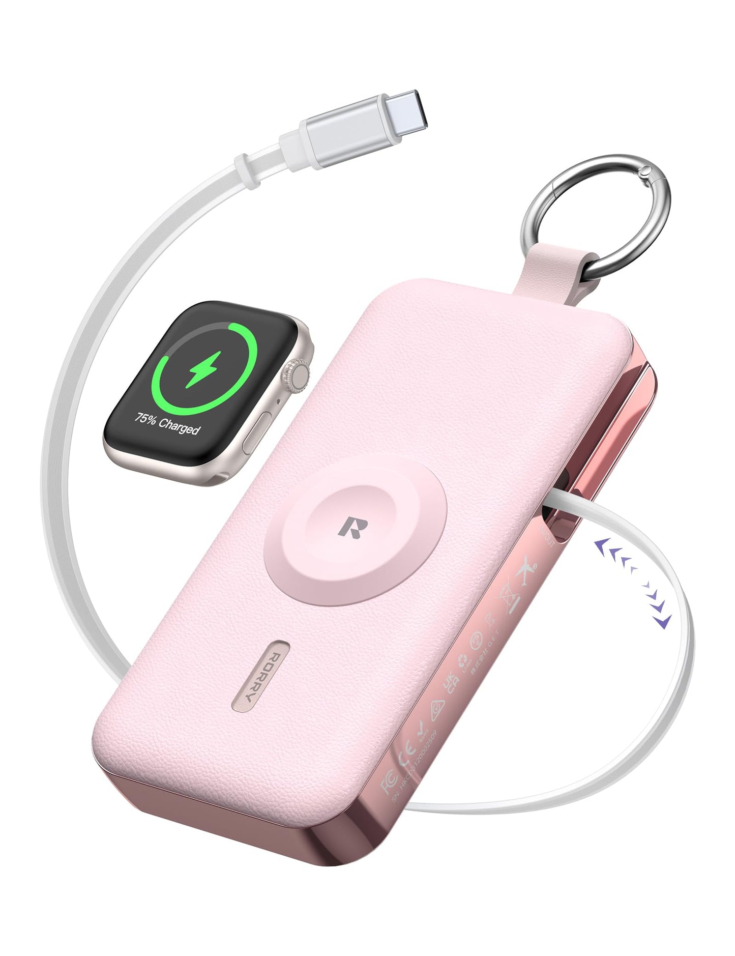 RORRY CharmGo Portable Charger 3 in 1 30W Fast Charging Power Bank 12000mAh