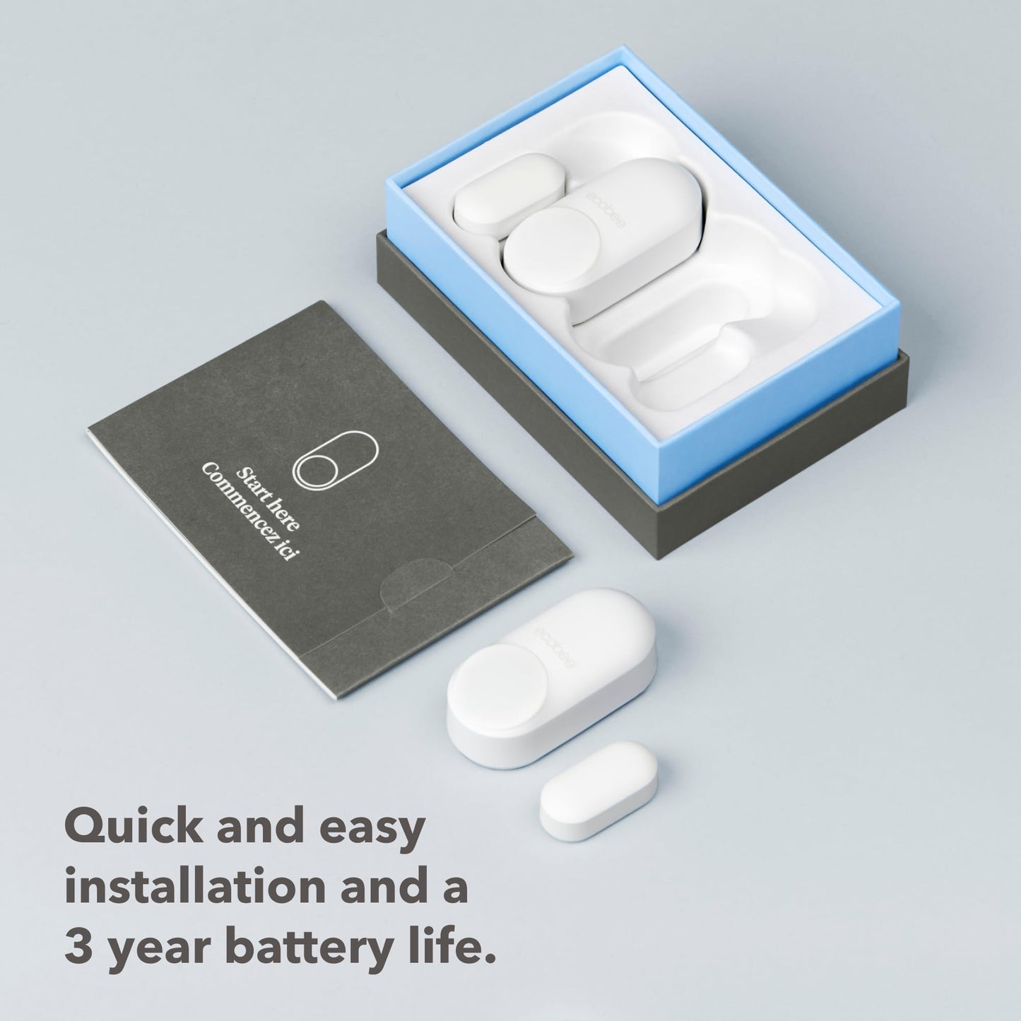 ecobee Smart Sensor for Doors & Windows 2 Pack - Wifi Contact Sensor for Home Security, Energy Savings - Compatible with Smart Thermostats