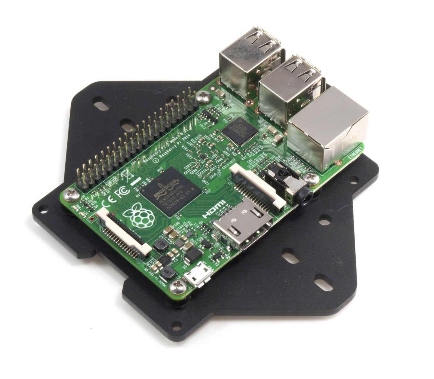 C4Labs Zebra VESA Mounting Plate - Acrylic - for Raspberry Pi 4 B, 3B+, 3, Pi 2, and Pi B+ Arduino: Black