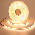 GOMING 24V COB LED Strip Light Warm White 3000K Cut at Will 2640LEDs 16.4ft(5M) CRI 93+ 4600lm 13W/M Uniform Glow IP20 Not Waterproof LED Tape Lights