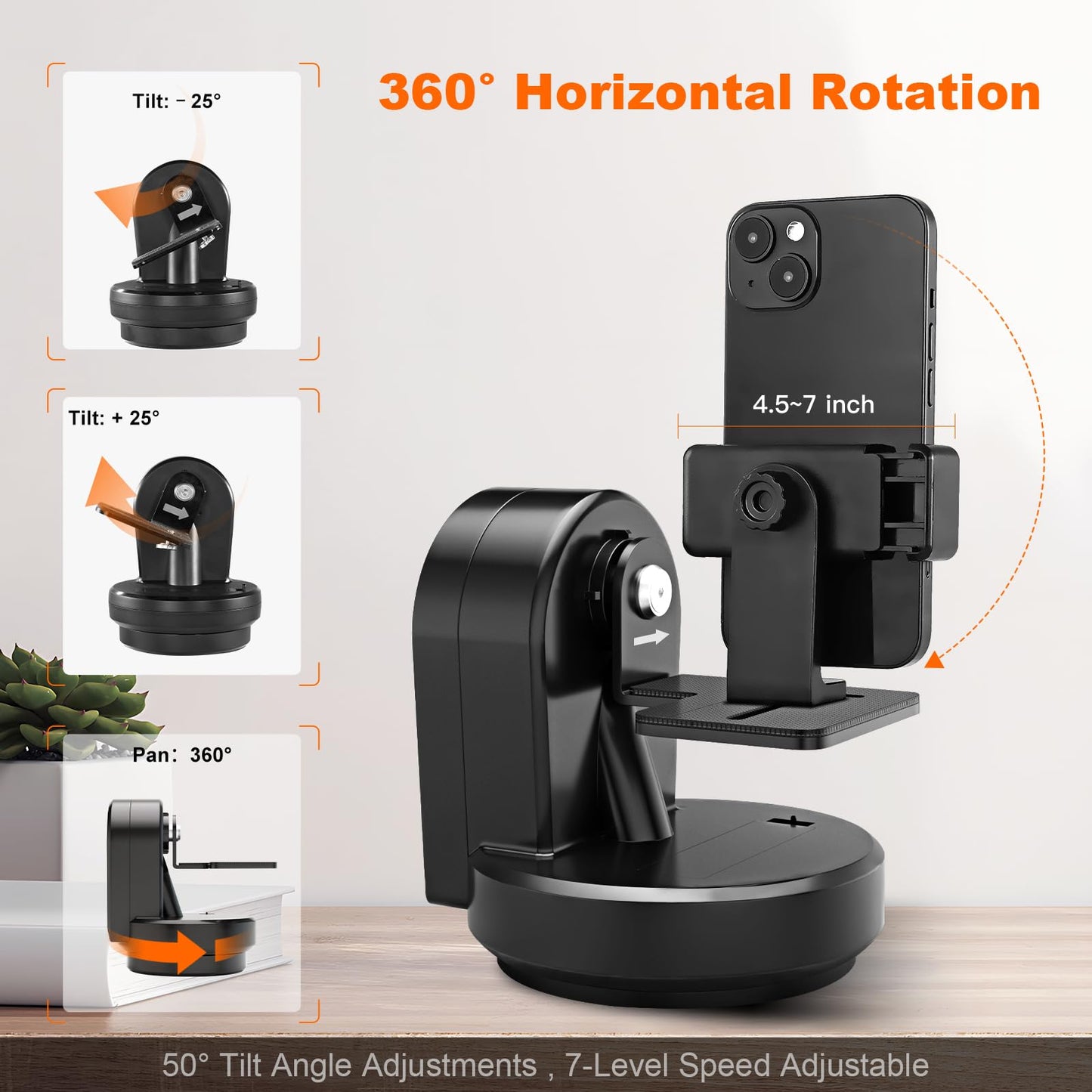 Soonpho M2 Motorized Rotating Panoramic Tripod Head, Remote Control Pan Tilt Head with Remote Control and Mobile Phone Clip for DSLR Cameras