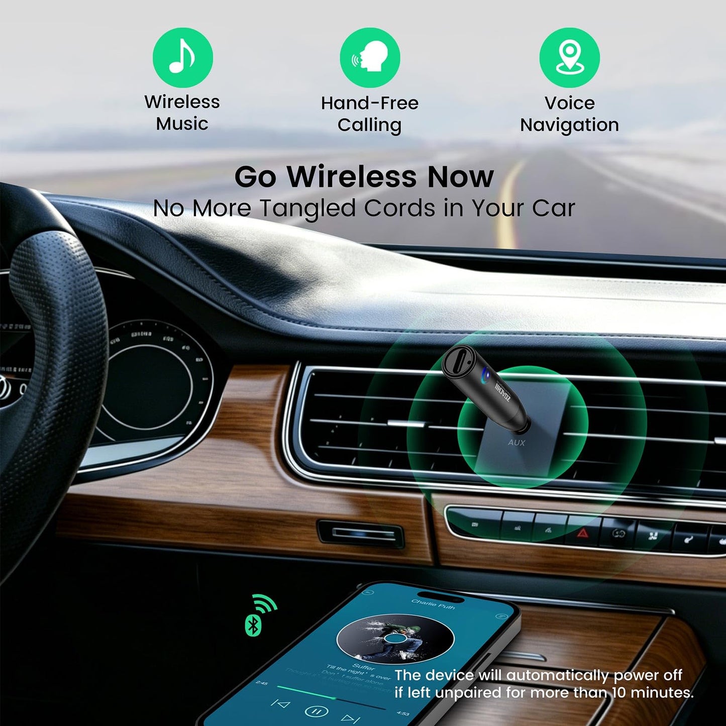 Bluetooth Aux Adapter for Car, Wireless Bluetooth 5.4 Receiver with 3.5mm Jack, 6H Playtime, HiFi Stereo for Vehicle Truck Home Stereo Speaker Music