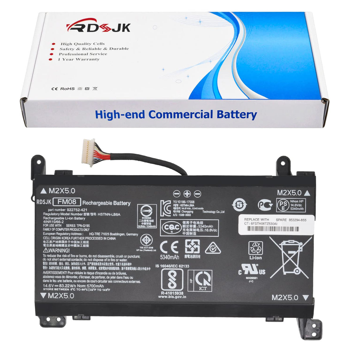 FM08 Laptop Battery for HP Omen 17-AN013TX 17-AN014TX 17-AN014NG 17-AN012DX 17-AN041NG 17-AN080NZ 17-AN001CA AN1XX HSTNN-LB8A HSTNN-LB8B 922752-421
