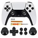 TOMSIN Metal Buttons Replacement Kit for PS5 Controller - Aluminum Thumbsticks & O X Square Triangle & Dpad Buttons Accessories Compatible