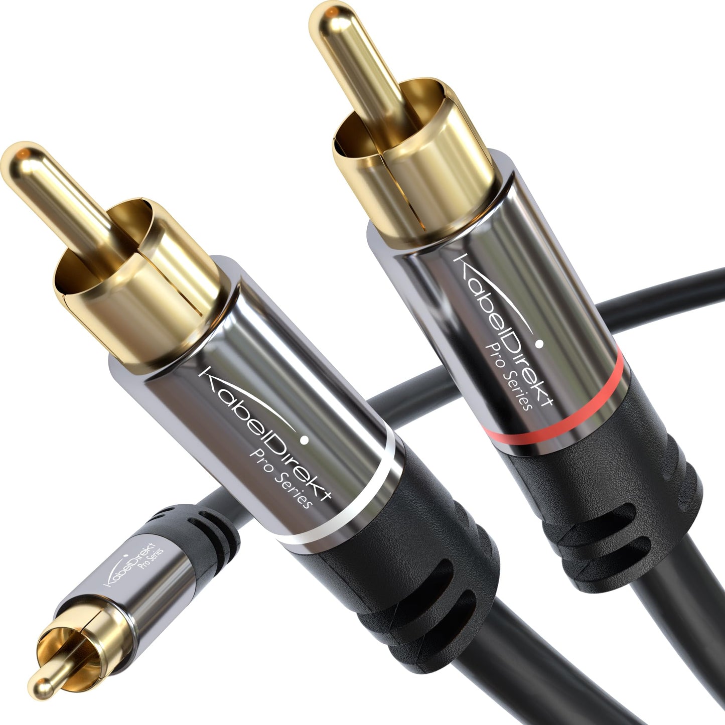 KabelDirekt - RCA/Phono Y Cable - 10ft Long - 1 to 2 RCA/Phono, Stereo Audio Cable (Coax, Male/Male Plugs, Analog/Digital, Adapter