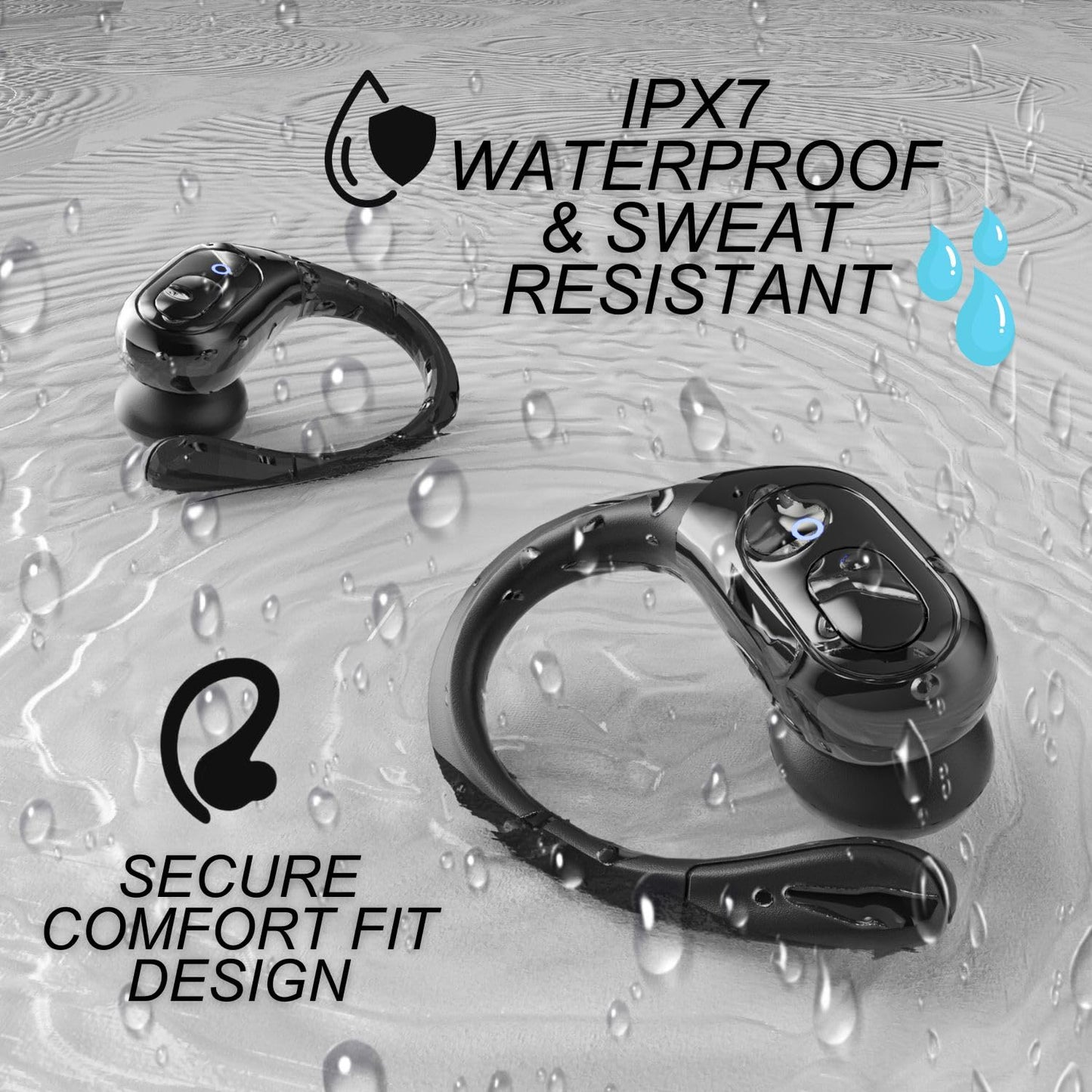 Groove 4-in-1 Wireless Earbuds w/Charging Case - 80 Hours Playtime Wireless Headphones Bluetooth 5.3 IPX7 Waterproof Noise Cancelling Earphones w/LED