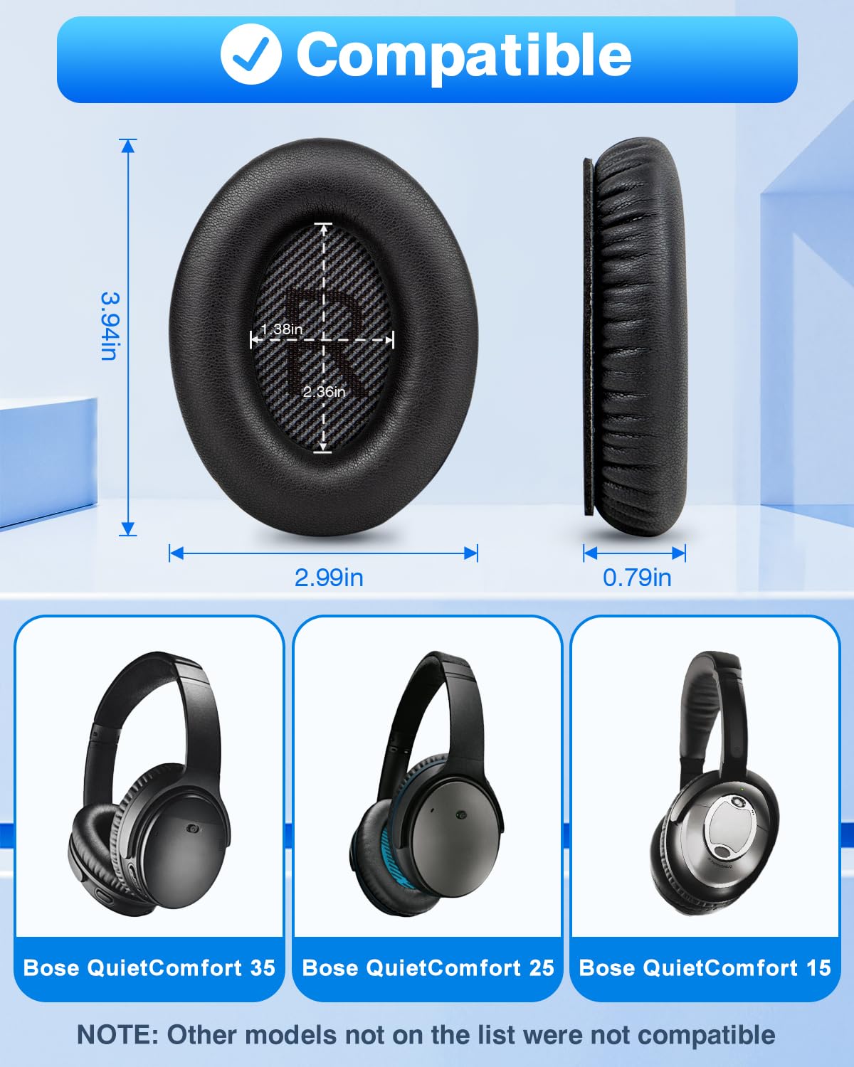 Link Dream Ear Pads for Bose Quiet Comfort 35 II (QC35 ii) Soft Protein Leather Replacement Earpads Extra Thick Ear Cushions for Bose QC 35 25 15 QC2