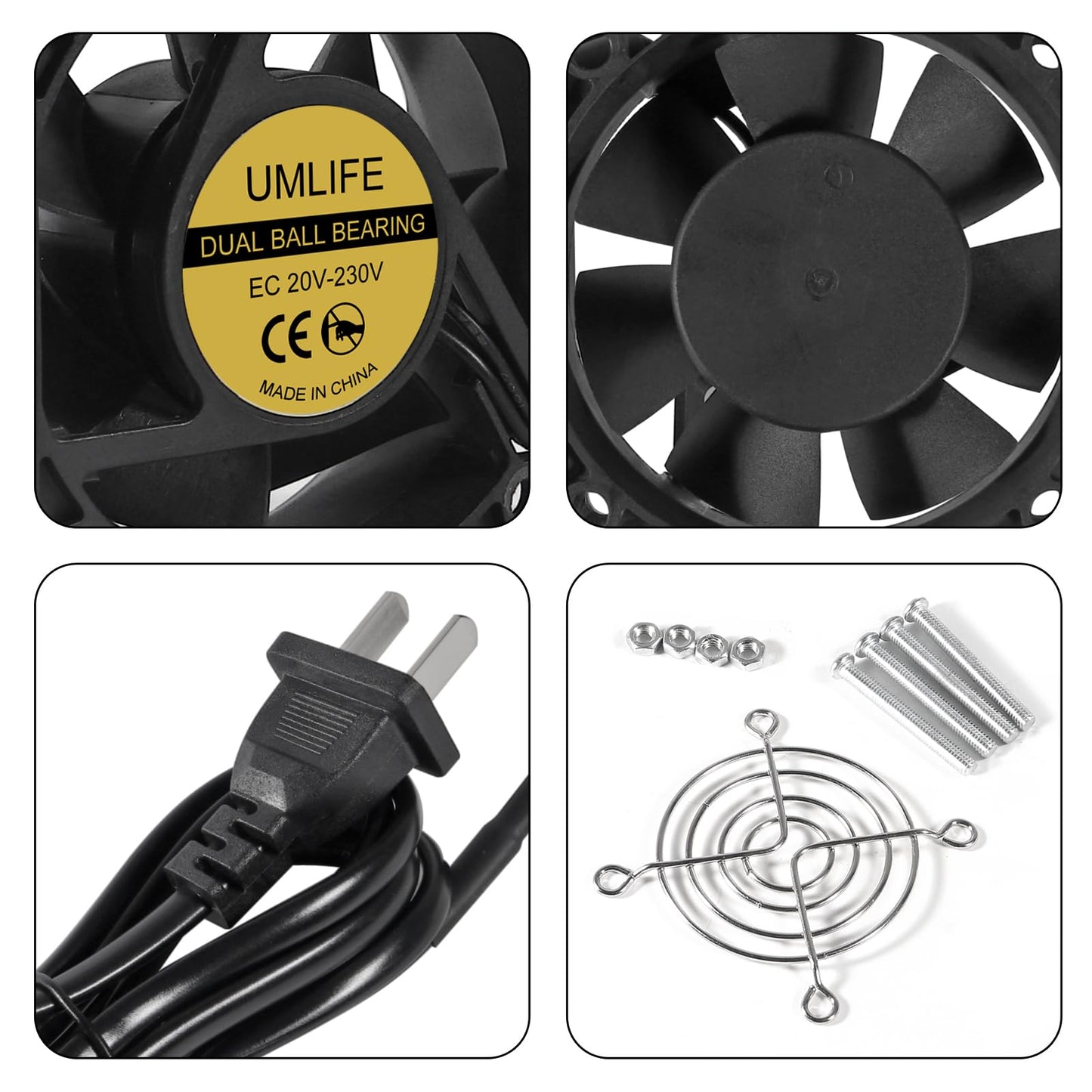 UMLIFE 1PCS EC Brushless Cooling Fan AC 110V 115V 120V 220V 240V Axial Fan Dual Ball Bearing 60mm x 25mm for DIY Ventilation Exhaust Projects Cooling