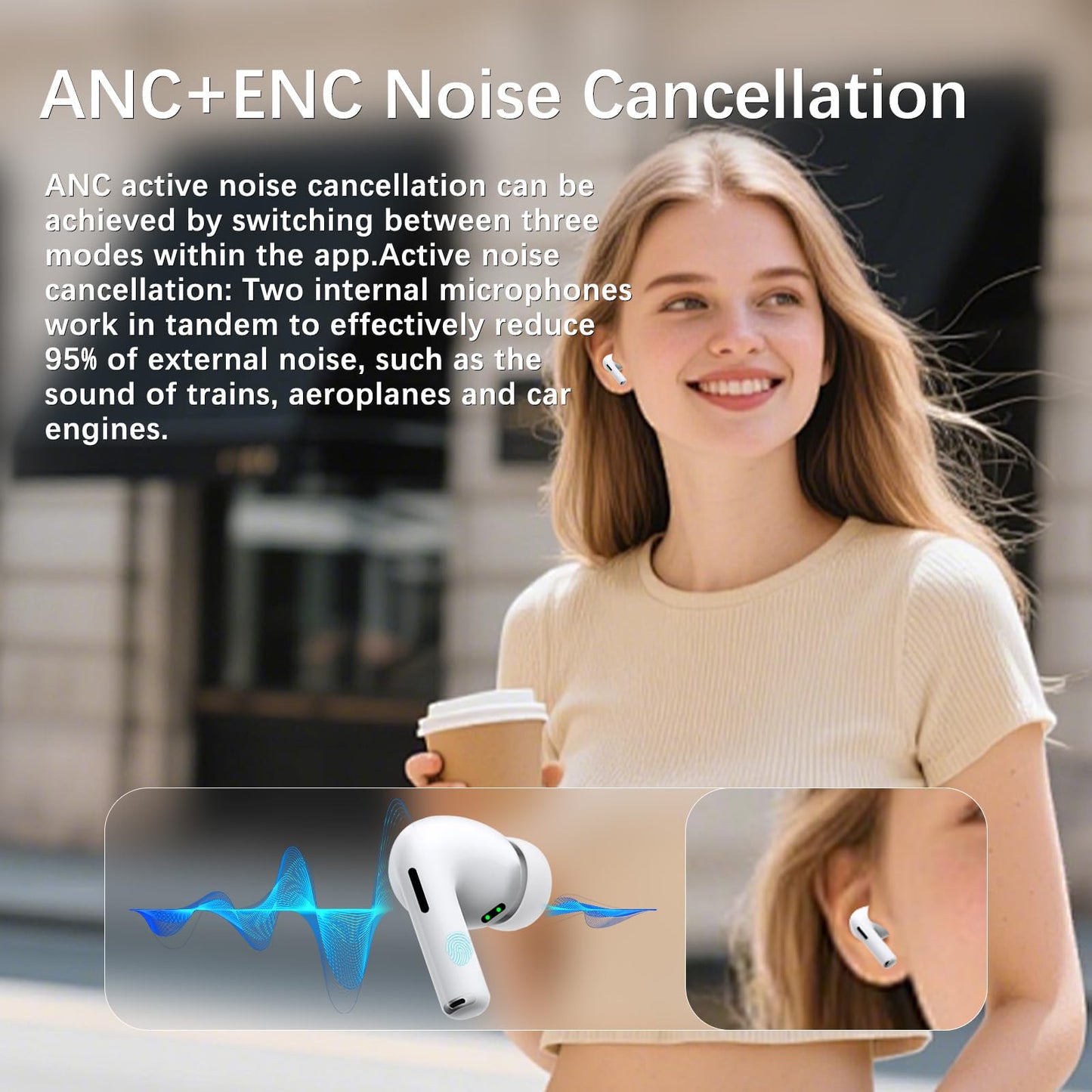 Ausbilew Pro3 Wireless Earbuds,Active Noise Cancellation,Live Translation,Heart Rate Sensing,Panoramic Stereo Sound,Bluetooth Headphones, USB-C…