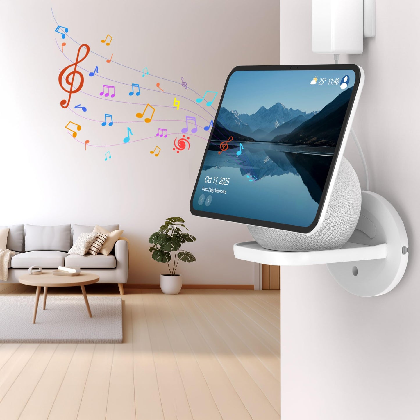 HomeMount Wall Mount for Echo Show11 and Echo Spot - Space Saving Smart Home Wall Stand Holder Shelf Compatible with Echo Show11/Echo Spot/Homepod