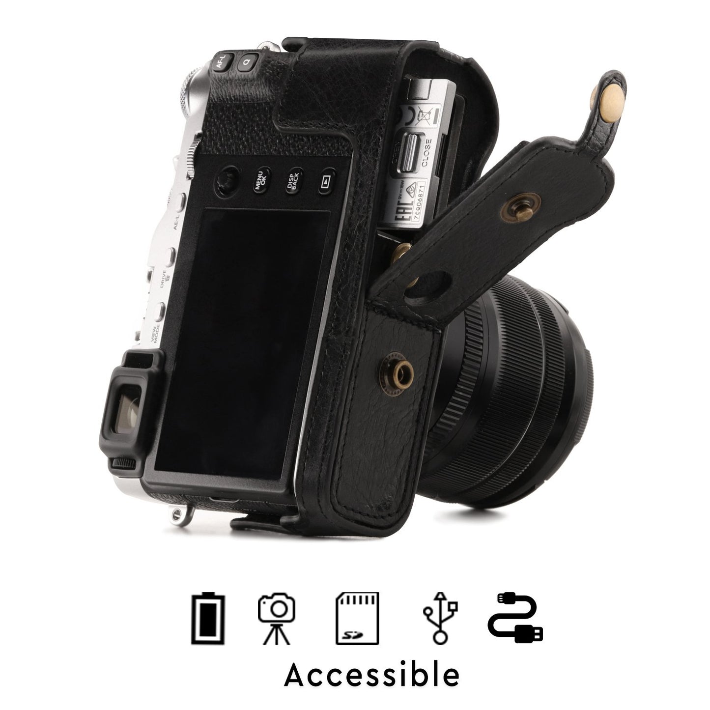 MegaGear Leather Camera Case for Fujifilm X-E3 with 23mm & 18-55mm