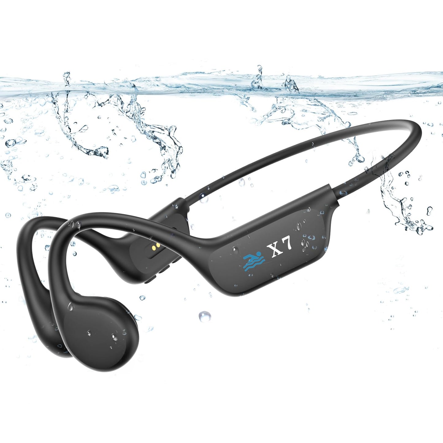 Swimming Headphones Bone Conduction Headphones, IP68 Waterproof Wireless Earphones Built-in MP3 Player 32G Memory,Underwater Swimming Headphone