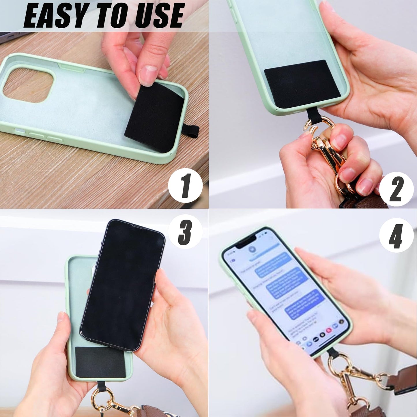 DANONI Clip and Go Strap for Phone with Wallet Crossbody,Phone Strap with Zippered Pouch,Adjustable Straps Crossbody Chest Bag(D)