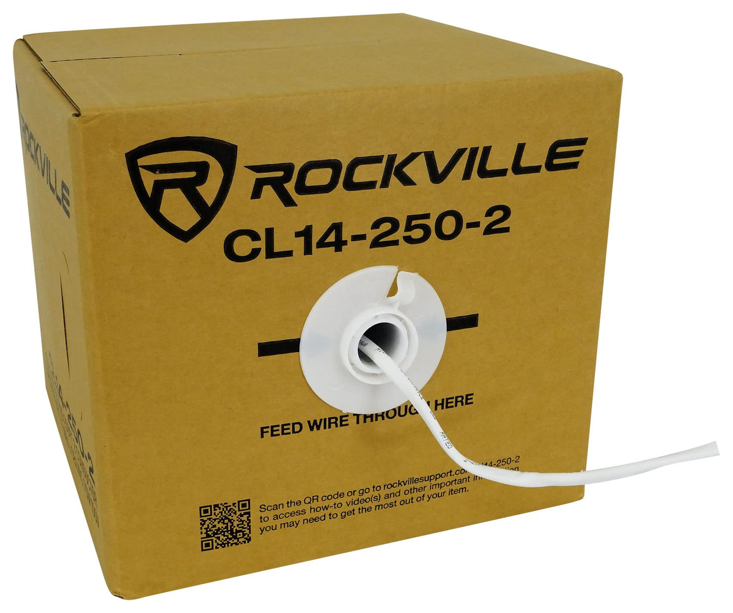 Rockville CL14-250-2 14AWG 250ft Speaker Wire, CL2 Rated In-Wall, Oxygen-Free Copper, Flexible Jacket, 70V/100V Compatible, for Home Theater