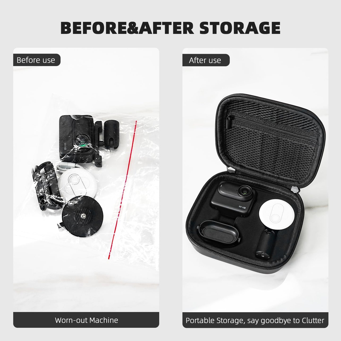 BRDRC Carrying Case for Insta 360 GO 3S / GO 3 Accessories, Storage Bag Protective Case Hard Shell Cover for Insta360 GO 3S / GO3 Vlogging Action
