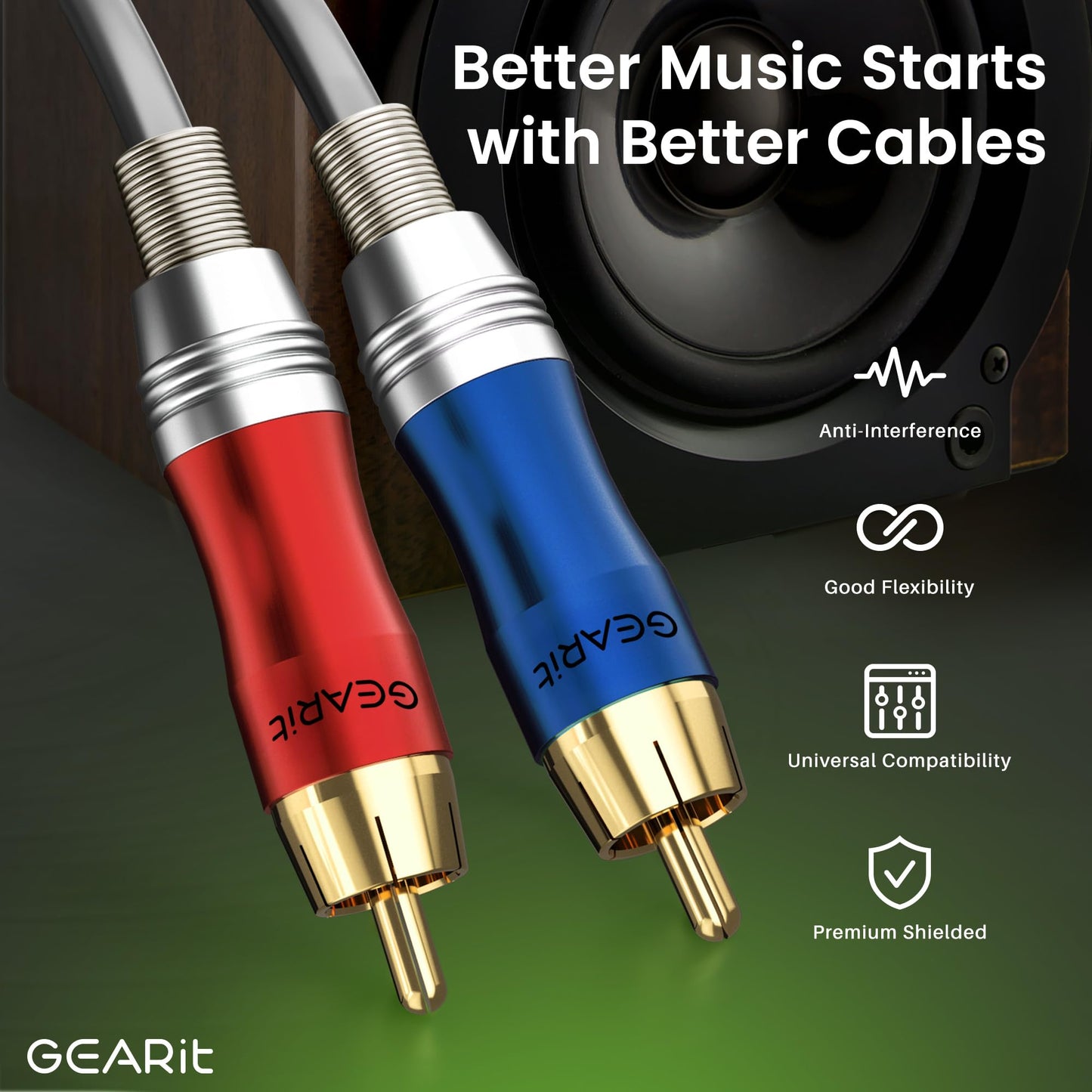 GEARit Dual 2 XLR Female to Dual 2 RCA Male Cable (15ft) 2-XLR to 2-RCA Female to Male Plug for Home Theater Mixers Amplifiers Hi-Fi Systems