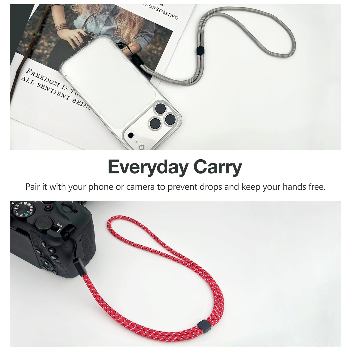 Brvlsoc Hand Wrist Strap Lanyard (12-Pack) - Adjustable Colorful Nylon Straps for Camera, Keys, Phone, USB Drive, Wallet, or ID Badge