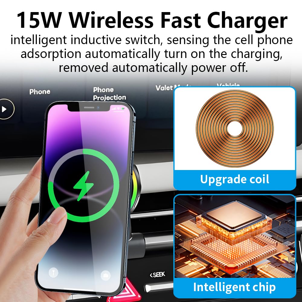 Car Magnetic Phone Mount for Hyundai Tucson 2025 2026 and Hyundai Santa Cruz 2025 2026 Auto Interior Accessories Best Cellphone Holder Fast 15W
