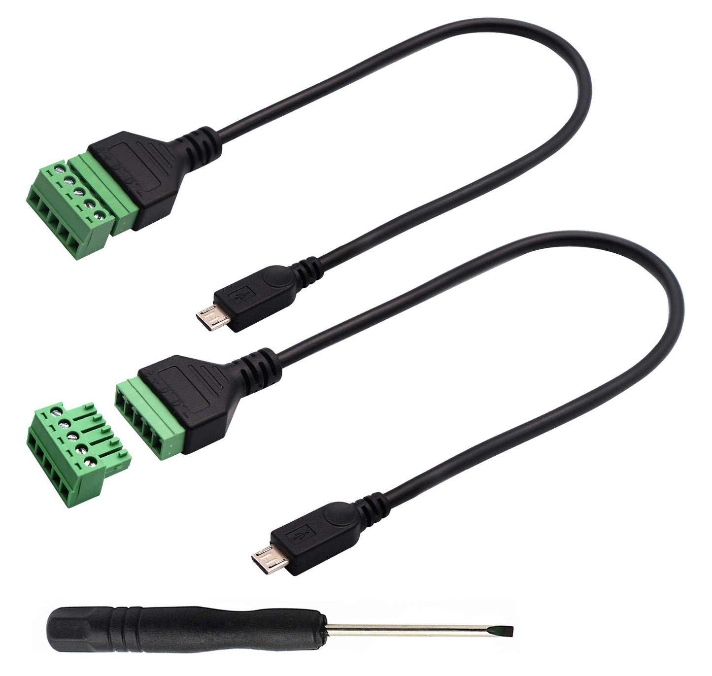 zdyCGTime Micro USB Screw Terminal Block Connector Cable Micro USB 2.0 Male Plug to 5 Pin/Way Female Bolt Screw with Shield terminals Pluggable Type