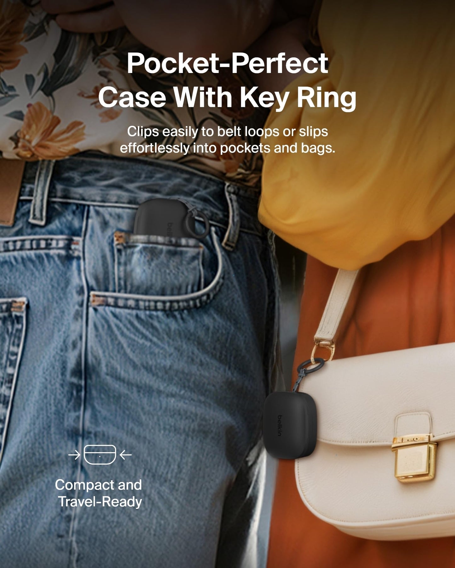 Belkin SoundForm Anywhere Wireless Earbuds, IPX4 Water Resistant Bluetooth Earphones, Long-Lasting Comfort, Case with Keyring for iPhone, iPad