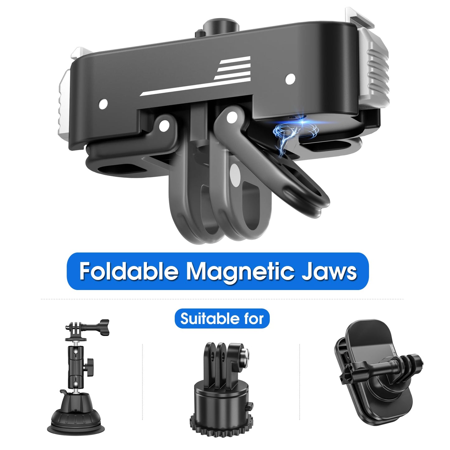 Magnetic Quick Release Mount for GoPro Hero 13,for Go Pro Max 2 Lit Hero, Aluminum Latch Mount with 1/4" Screw and Dual-Claws Interface, 2 Connection