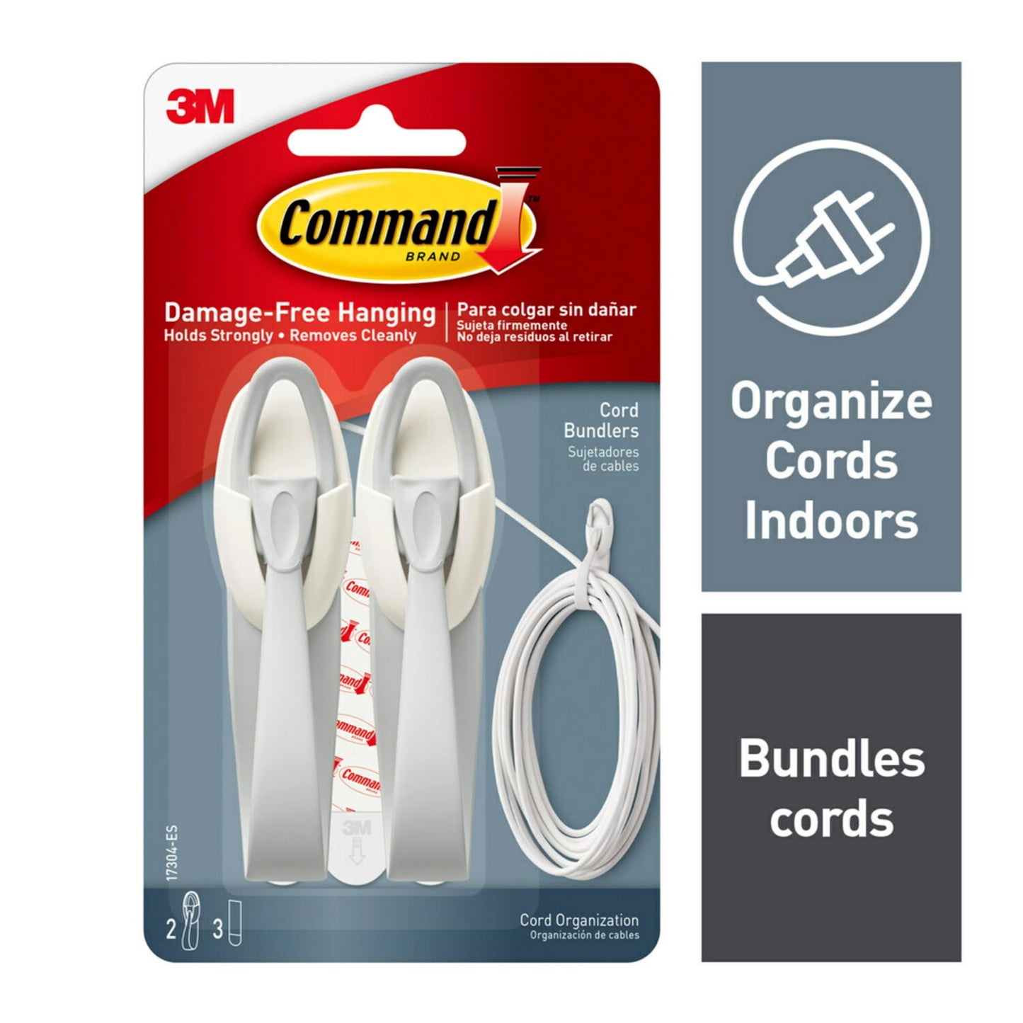 Command Cord Bundlers, Cord Organizer, 2-Bundlers Per Pack, Sold As 2 Packs (17304-ES)