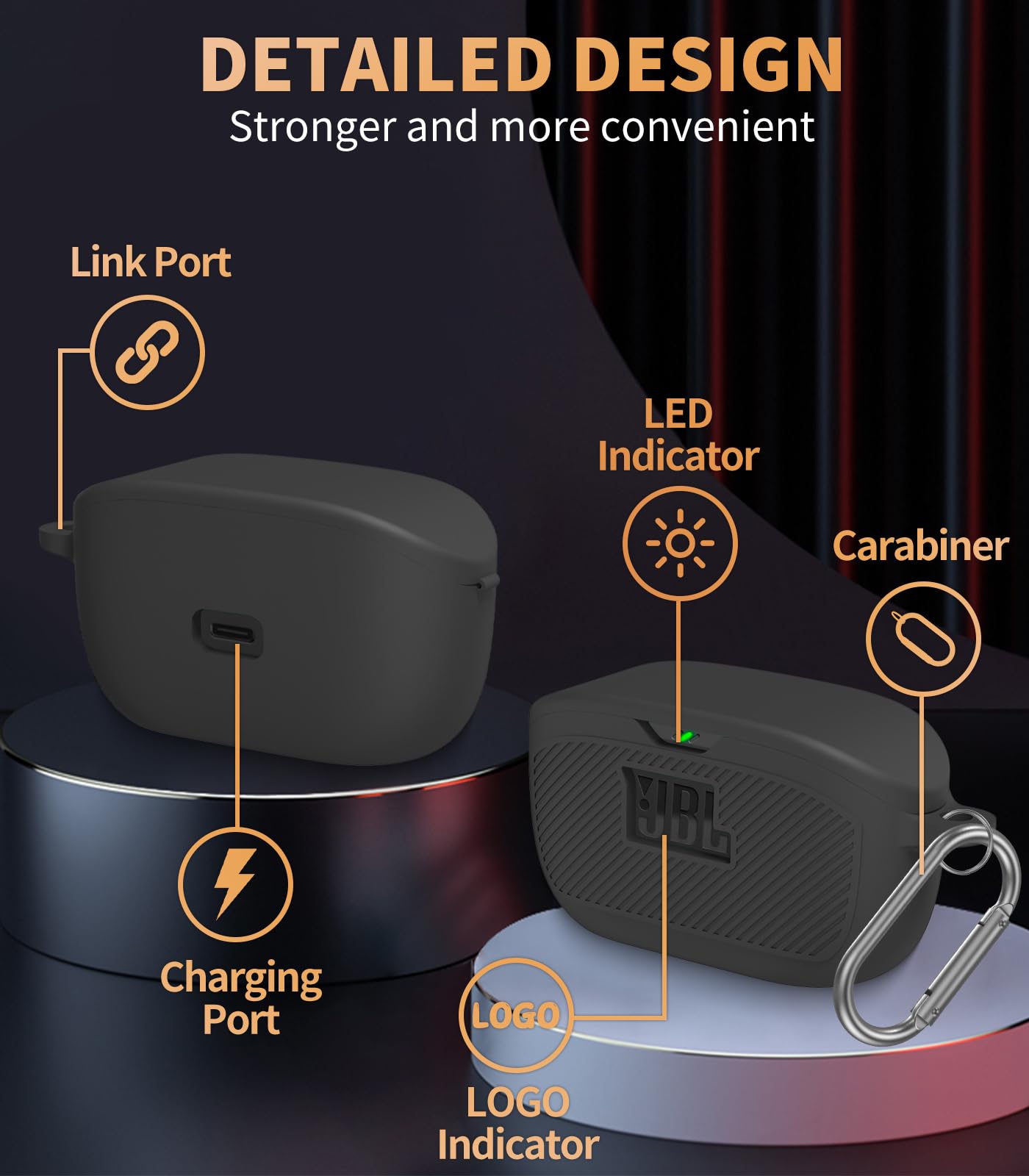 WADVCU for JBL Vibe Buds Case Cover, Silicone Protective Portable Scratch Shock Resistant Logo Visible Design Cover Compatible with JBL Vibe Buds