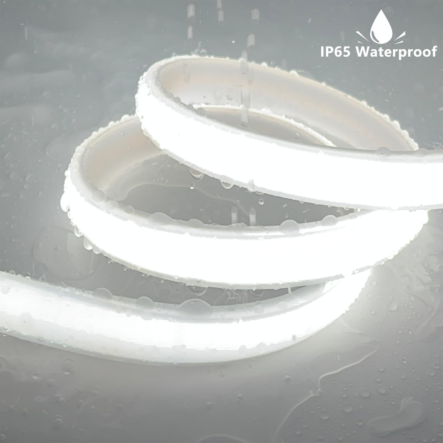 PISIN P AC 110V COB LED Strip 65.6ft Cool White 6500K CRI93 Outdoor Waterproof IP65 Ultra Bright LED Strip 288LEDs/M Suitable for Home and Garden