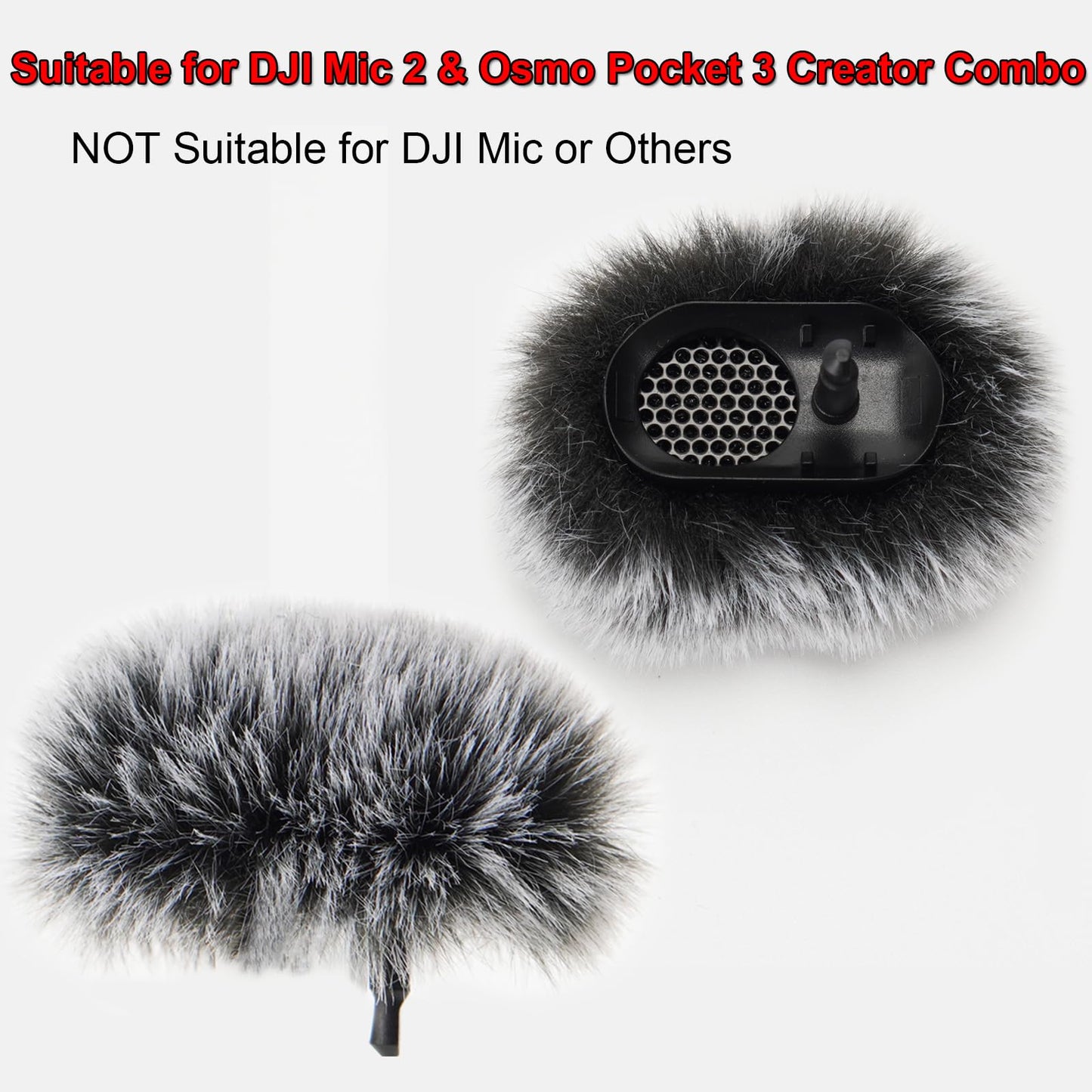 FONDFRAMORY Microphone Windscreen for DJI Mic 2, Furry Wind Muff Compatible with DJI Mic 2, Fur Microphone Cover Pop Filter Sound Insulation (2