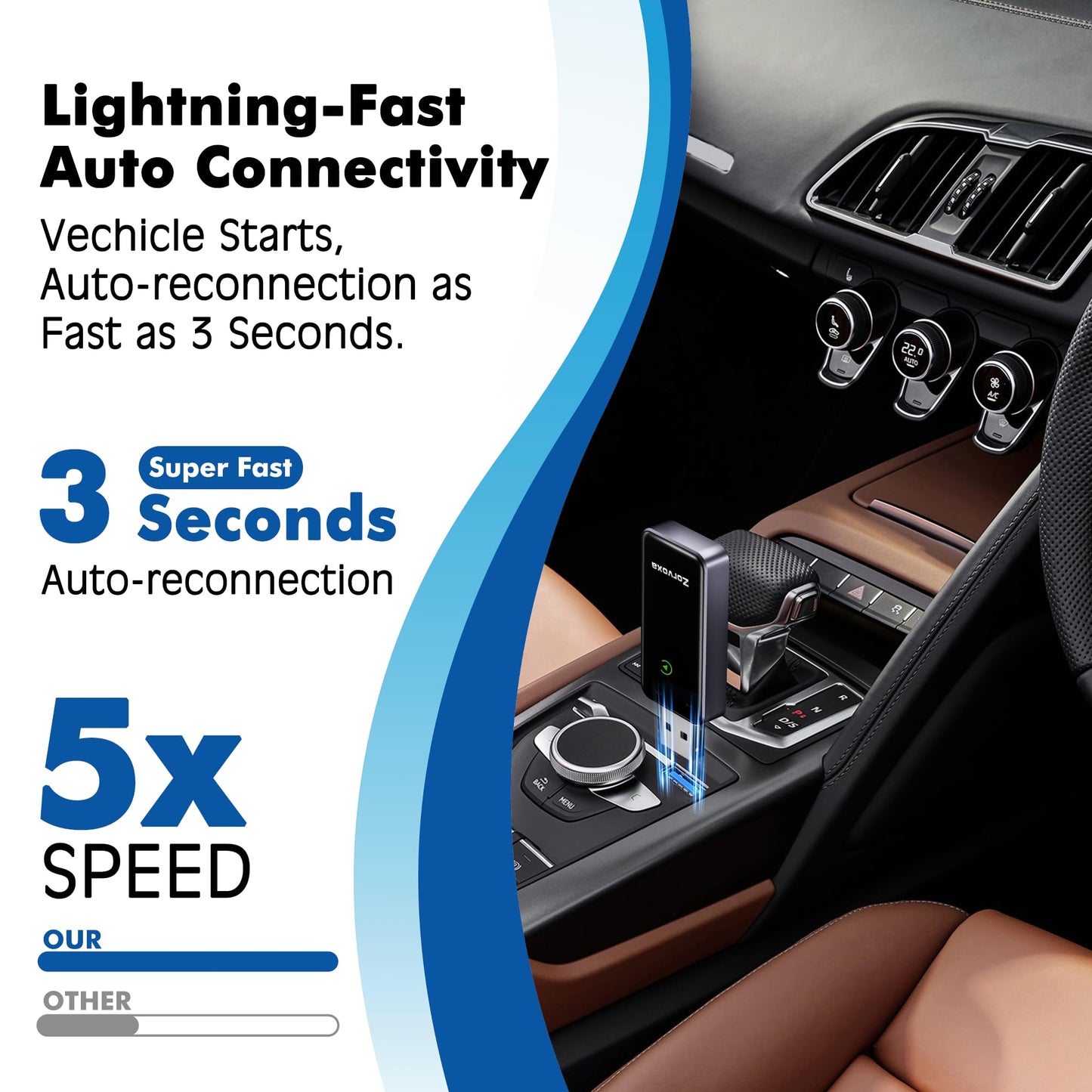 2026 Wireless Carplay Adapter for iPhone,3 Second Auto Connect, No Screen delay, Ultra Mini Design,Plug & Play By USB-A/Type-C Compatible with iOS 10+